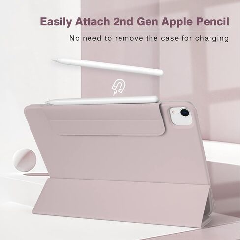 حافظة مغناطيسية لجهاز iPad Pro 11 بوصة الجيل الرابع/الثالث / الجيل الثاني (2022/2021/2020)، حافظة ذكية نحيفة، حافظة حامل ثلاثية الطي خفيفة الوزن، خاصية النوم/الاستيقاظ التلقائي، تدعم الجيل الثاني من شحن قلم Apple (أبيض) in Kuwait