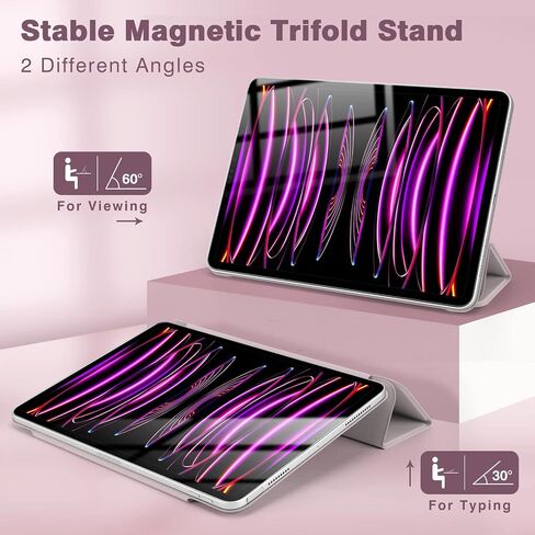 حافظة مغناطيسية لجهاز iPad Pro 11 بوصة الجيل الرابع/الثالث / الجيل الثاني (2022/2021/2020)، حافظة ذكية نحيفة، حافظة حامل ثلاثية الطي خفيفة الوزن، خاصية النوم/الاستيقاظ التلقائي، تدعم الجيل الثاني من شحن قلم Apple (أبيض) in Kuwait