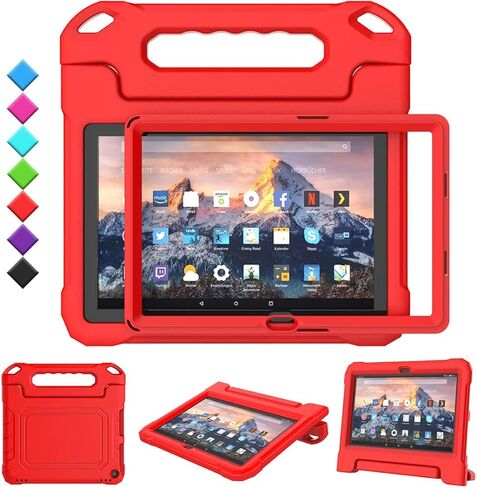 حافظة أطفال لجهاز HD 10 Pro / 10 Plus / 10 Pro Tablet (الجيل 13/11)، واقي شاشة مدمج، حافظة حماية متينة بمقبض مقاوم للصدمات لجهاز HD 10.1 بوصة 2023/2021، أسود in Saudi Arabia