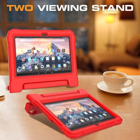 حافظة أطفال لجهاز HD 10 Pro / 10 Plus / 10 Pro Tablet (الجيل 13/11)، واقي شاشة مدمج، حافظة حماية متينة بمقبض مقاوم للصدمات لجهاز HD 10.1 بوصة 2023/2021، أسود in Saudi Arabia