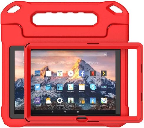 حافظة أطفال لجهاز HD 10 Pro / 10 Plus / 10 Pro Tablet (الجيل 13/11)، واقي شاشة مدمج، حافظة حماية متينة بمقبض مقاوم للصدمات لجهاز HD 10.1 بوصة 2023/2021، أسود in Saudi Arabia
