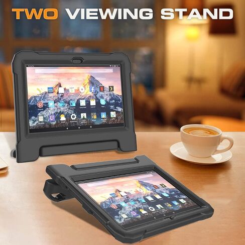 حافظة أطفال لجهاز HD 10 Pro / 10 Plus / 10 Pro Tablet (الجيل 13/11)، واقي شاشة مدمج، حافظة حماية متينة بمقبض مقاوم للصدمات لجهاز HD 10.1 بوصة 2023/2021، أسود in Saudi Arabia