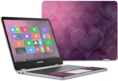 MightySkins Skin Compatible with Samsung Chromebook Plus 12.3"(2017) wrap Cover Sticker Skins Purple Hearts in Saudi Arabia