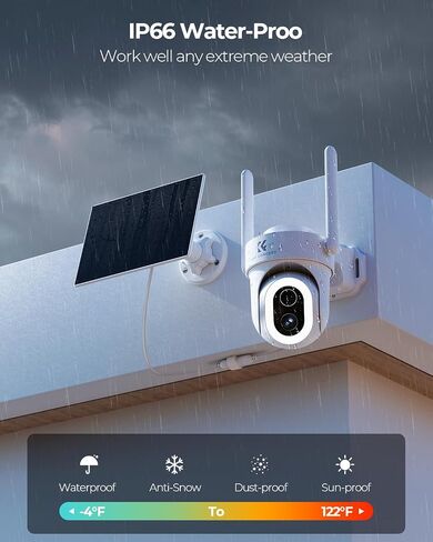 كاميرات مراقبة K&F Concept 5MP لاسلكية في الهواء الطلق، كاميرا شمسية 3K 360 درجة PTZ لأمن المنزل، كاميرات أمان WiFi 2.4 جيجا هرتز مع أضواء كاشفة وصفارة إنذار، كشف الحركة، تعمل مع Alexa in Saudi Arabia