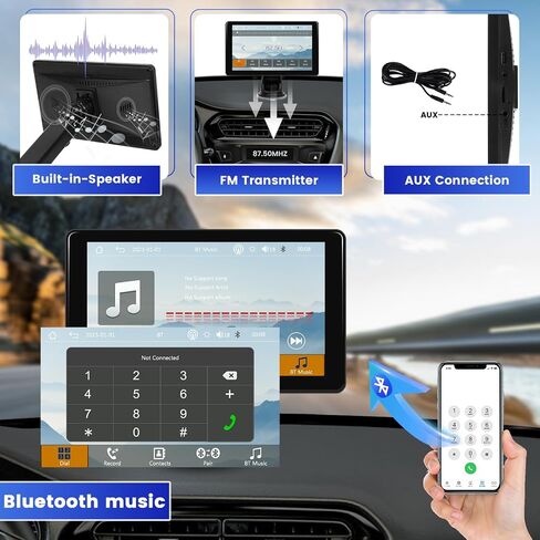 Hikity Portable Wireless Apple Carplay Radio 7 Inch Touch Screen Car Audio Receivers with Wireless Android Auto GPS Navigation Airplay Bluetooth FM Transmitter AUX in Saudi Arabia