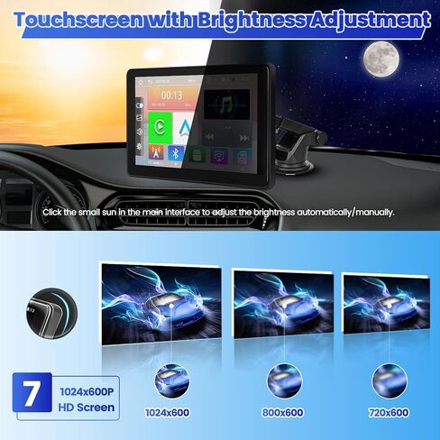 Hikity Portable Wireless Apple Carplay Radio 7 Inch Touch Screen Car Audio Receivers with Wireless Android Auto GPS Navigation Airplay Bluetooth FM Transmitter AUX in Saudi Arabia