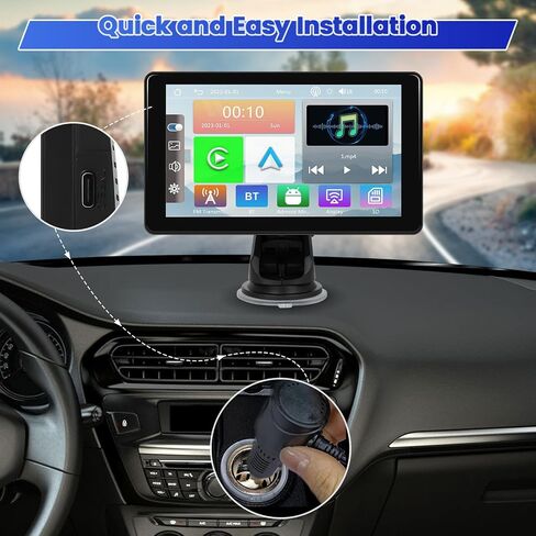 Hikity Portable Wireless Apple Carplay Radio 7 Inch Touch Screen Car Audio Receivers with Wireless Android Auto GPS Navigation Airplay Bluetooth FM Transmitter AUX in Saudi Arabia