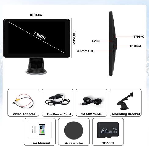 Hikity Portable Wireless Apple Carplay Radio 7 Inch Touch Screen Car Audio Receivers with Wireless Android Auto GPS Navigation Airplay Bluetooth FM Transmitter AUX in Saudi Arabia
