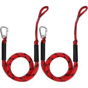 Bungee Dock Lines for Boats - Stretchable Dock Rope with Hook & Foam Float 4-5.5 ft (2 pcs)