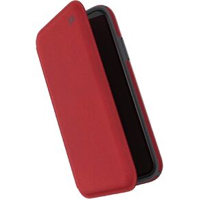 Speck Products Presidio Folio iPhone XR Case, Heathered Heartrate Red/Heartrate Red/Graphite Grey