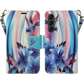 Zase Design Cover for Samsung Galaxy A15 5G Protective Flip Wallet Phone Case Cute Woman Girls Premium PU Leather Folio w/Kickstand ID Card Slot Wrist Strap Magnetic Lock (Hot Pink Butterfly)