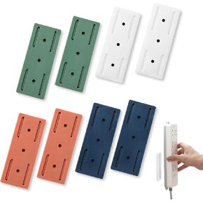 8PCS Self-Adhesive Desktop Socket Fixer Wall Mount, Adhesive Punch Free Socket Holder, Power Strip Holder Cable Management Surge Protector, Mountable Plug-in Socket Fixer Bracket Stand