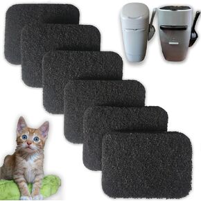 PurifyLogix 6 Pack Charcoal Filters Replacement for Litter Genie Standard Pail, Activated Charcoal Filters Compatible with Litter Genie Cat Litter Box Waste Disposal System for Odor Control