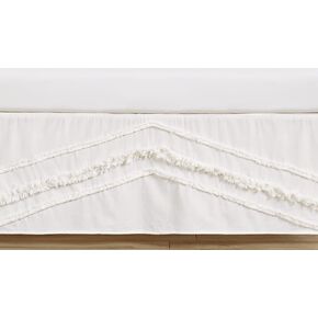 Sweet Jojo Designs Ivory Boho Bohemian Girl or Boy Baby Nursery Crib Bed Skirt Dust Ruffle - Gender Neutral Solid Color Beige Cream Off White Farmhouse Chic Unisex Minimalist Fringe Macrame Cotton