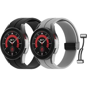 MoKo Bands Compatible with Samsung Galaxy Watch 7 FE 6 5 4 Band 40mm 44mm/Watch 6 Classic 43mm 47mm/Watch 5 Pro 45mm/Watch 4 Classic 42mm 46mm, No Gap Magnetic Clasp Silicone Sport Strap, Black