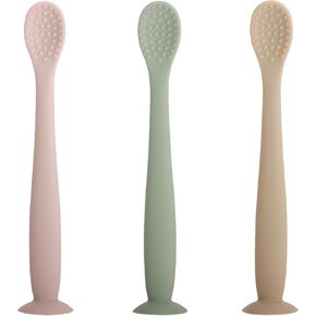 Silicone Baby Feeding Spoons Set of 3, Infant Feeding Spoon for First Stage, Bendable Baby Feeding Utensils With Suction Cup Base for Parent & Self-Feeding