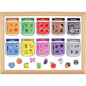 Magnetic Color Sorting Set, Color Recognition Magnetic Sorting Set for Toddlers Baby Kids Magnet Educational Color Shape Sorting Learning Matching Toys Games for Refrigerator Whiteboard