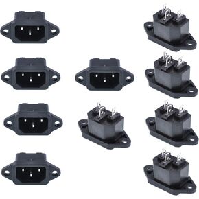 Oiyagai 10 Pcs AC 250V 10A IEC 320 C14 Panel Mount Plug Adapter Power Connector Socket
