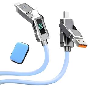 SWLIFL 4 in 1 USB C Charging Cable 5ft Chubby Silicone USB C to USB C Cable-Fast Charger-with LED Display USB C Data Transfer Cable,480Mbps for Phone15 14 13 12 Pad Mac Samsung S24 S23 S22 S21