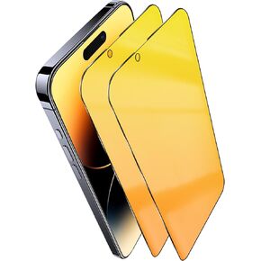 Privacy Screen Protector for iPhone 14 / iPhone 13 / iPhone 13 Pro, Anti-Spy Tempered Glass Gradient Colorful Private Mirror Anti Bluelight Full Coverage 6.1 inch 2 Pack (Gold)