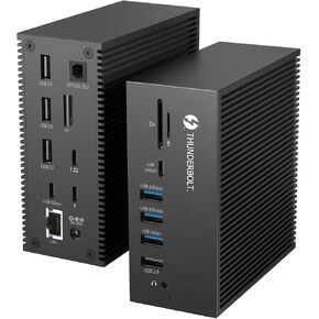 Thunderbolt 3 Dock, 18 in 1 Thunderbolt Docking Station Double Screen with Dual 4K@60Hz Display, 8K Displayport, 2 USB C, 7 USB A, Gigabit LAN, SD&TF, 65W DC Power, Audio for Type C Laptop