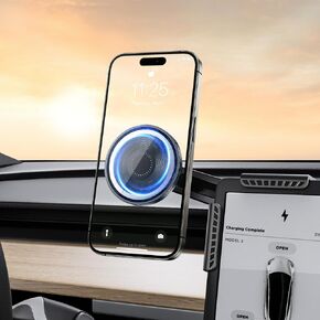 Tesla Phone Mount Holder, for MagSafe Strongest Magnet Power Magnetic Car Phone Holder for Tesla 3/Y Accessories Fits for All iPhone & Android Phones - with Magnetic Ring