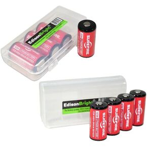 EdisonBright 8 Batteries Pack SureFire CR123A Lithium Batteries (Made in The USA) SF123A BBX3 with 2X Battery Carry Cases Bundle