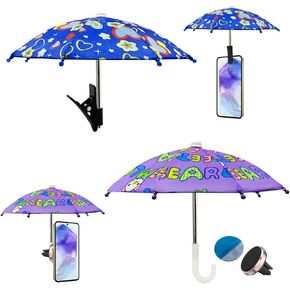 2 Pcs Phone Umbrella for Sun,Mini Phone Umbrella with Magnetic Stand,Outdoor Cell Phone Umbrella Sun Shade,Mini Umbrellas for Doll,for Beach Pool Outdoor