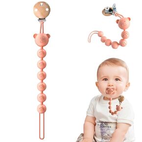 Silicone Pacifier Clip, Pacifier Holder Clips, mushie 100% Silicone, Keeps Pacifier Clean, Soft Flexible Pacifier Leash, Binky Clips for Baby Boys and Girls, Durable - High-Toughness