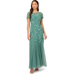 Adrianna Papell Women's Bead Long Dress with Godets