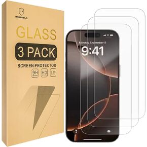 Mr.Shield Screen Protector compatible with iPhone 16 Pro Max [6.9 Inch] [Tempered Glass] [3-Pack] [Japan Glass with 9H Hardness]