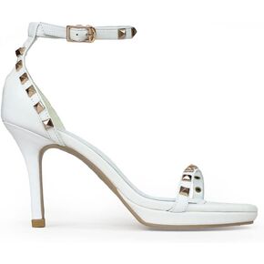 SPARK GENUINE LEATHER TWO STRAP HEELED SANDAL WITH STUDS