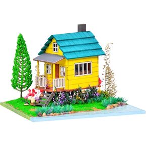 tomyoung DIY Book Nook Kit, Wooden Bookcase Garden House Miniature Kit with LED Light, Decor Bookends, Garden House DIY 3D Puzzles Craft Hobby for Adults Girls Boys