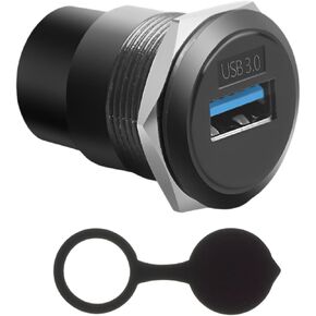 High-Speed USB3.0 Female-to-Female Panel Mount Adapter – Ultra Fast 5Gbps USB Converter, Water and Dust Resistant Cover, Durable Round Data Connector Mount for Fast Data Transfer