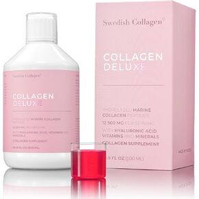 12500mg Collagen Deluxe 25ml I Hydrolyzed Marine Collagen Peptides (Type I & III) I Hyaluronic Acid, Biotin, Vitamin C I Sugar Free - 20 Shots per Box