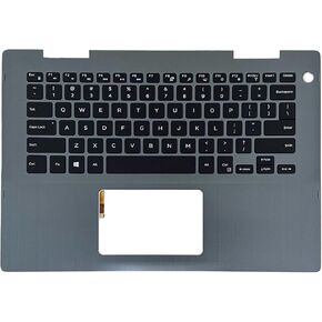 قطعة علوية بديلة للكمبيوتر المحمول Palmrest لوحة مفاتيح بإضاءة خلفية لـ Dell Inspiron 14 5481 5482 5485 5491 09VMHF 9VMHF رمادي