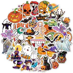 Halloween Skull Sticker Pack, Assorted Designs with Pumpkins Black cat Ghost.Stickers Perfect for Laptop Phone Car Skateboard 50+Stickers