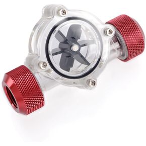 Bitspower G1/4" Flow Indicator, Clear Main Body, Black Blade, Deep Blood Red