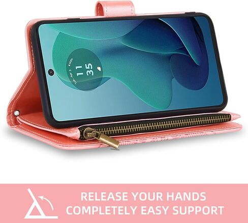 Asuwish Phone Case for Motorola Moto G 5G 2024 Wallet Cover with Tempered Glass Screen Protector and Leather Flip Credit Card Holder Stand Flower Folio Slot Cell Accessories G5G G5 Women Men Rose Gold in Kuwait