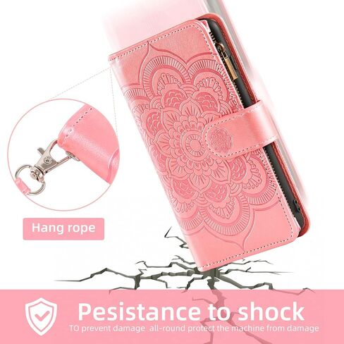 Asuwish Phone Case for Motorola Moto G 5G 2024 Wallet Cover with Tempered Glass Screen Protector and Leather Flip Credit Card Holder Stand Flower Folio Slot Cell Accessories G5G G5 Women Men Rose Gold in Kuwait