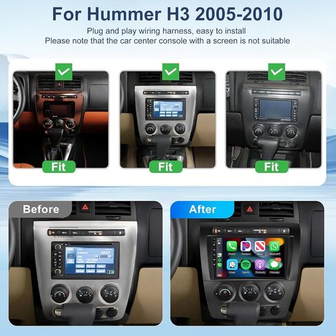 2+64G for Hummer H3 2005-2010 Car Radio with Wireless Carplay/Android Auto,Android Car Stereo 9 Inch Touch Screen GPS Navigation WiFi Bluetooth FM/RDS Mirror Link SWC Backup Camera in Saudi Arabia