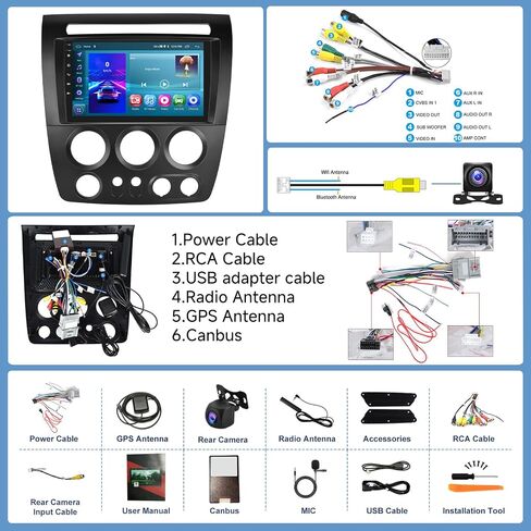 2+64G for Hummer H3 2005-2010 Car Radio with Wireless Carplay/Android Auto,Android Car Stereo 9 Inch Touch Screen GPS Navigation WiFi Bluetooth FM/RDS Mirror Link SWC Backup Camera in Saudi Arabia