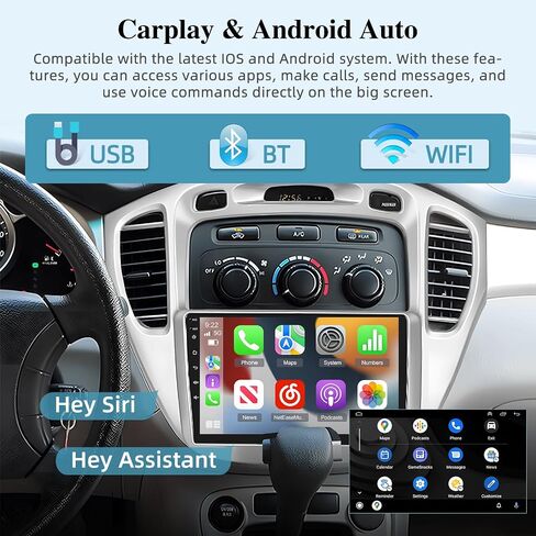 ستيريو سيارة Android لسيارة Toyota Highlander 2000-2007 - Carplay وAndroid Auto - راديو سيارة بشاشة تعمل باللمس 9 بوصة - نظام ملاحة GPS WiFi SWC واجهة مستخدم متعددة + كاميرا احتياطية AHD 2+64G in Saudi Arabia