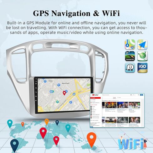 ستيريو سيارة Android لسيارة Toyota Highlander 2000-2007 - Carplay وAndroid Auto - راديو سيارة بشاشة تعمل باللمس 9 بوصة - نظام ملاحة GPS WiFi SWC واجهة مستخدم متعددة + كاميرا احتياطية AHD 2+64G in Saudi Arabia