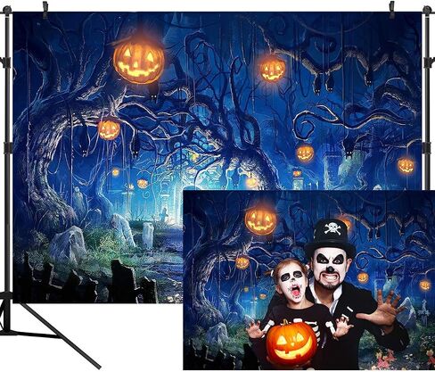 7X5FT هالوين موضوع الغابات مشهد مخيف اليقطين التصوير القماش خلفية الكمبيوتر المطبوعة الفينيل خلفية استوديو الصور الدعامة TP272 in Kuwait