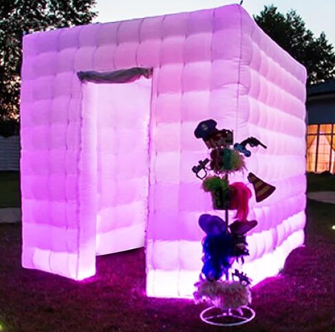 Mokmok Portable Inflatable Photo Booth Enclosure 16 Colors with Blower(White, Single Door, 8.2x8.2x8.2ft), for Weddings, Parties, Activities, Birthdays, and Bars. in Saudi Arabia