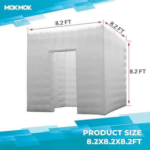 Mokmok Portable Inflatable Photo Booth Enclosure 16 Colors with Blower(White, Single Door, 8.2x8.2x8.2ft), for Weddings, Parties, Activities, Birthdays, and Bars. in Saudi Arabia