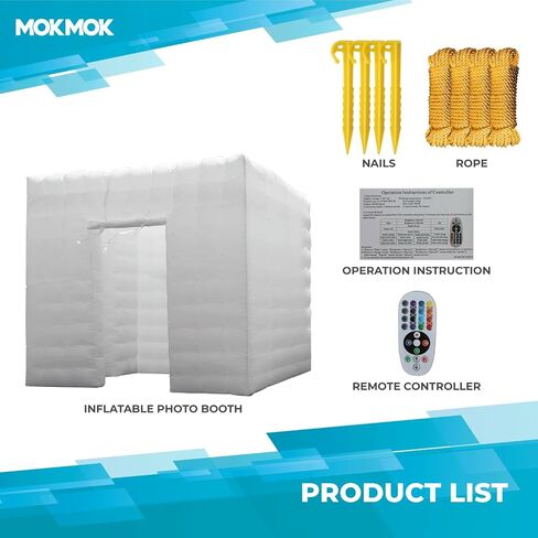 Mokmok Portable Inflatable Photo Booth Enclosure 16 Colors with Blower(White, Single Door, 8.2x8.2x8.2ft), for Weddings, Parties, Activities, Birthdays, and Bars. in Saudi Arabia