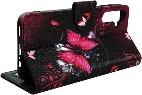 Zase Design Cover for Samsung Galaxy A15 5G Protective Flip Wallet Phone Case Cute Woman Girls Premium PU Leather Folio w/Kickstand ID Card Slot Wrist Strap Magnetic Lock (Hot Pink Butterfly) in Saudi Arabia