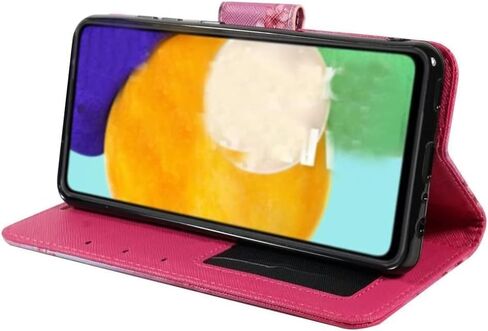 Zase Design Cover for Samsung Galaxy A15 5G Protective Flip Wallet Phone Case Cute Woman Girls Premium PU Leather Folio w/Kickstand ID Card Slot Wrist Strap Magnetic Lock (Hot Pink Butterfly) in Saudi Arabia